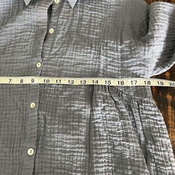 Zara Crinkle Texture Babydoll Tunic Dress Blue Gray Size Small Gauze Beach 208​ - Picture 6 of 8